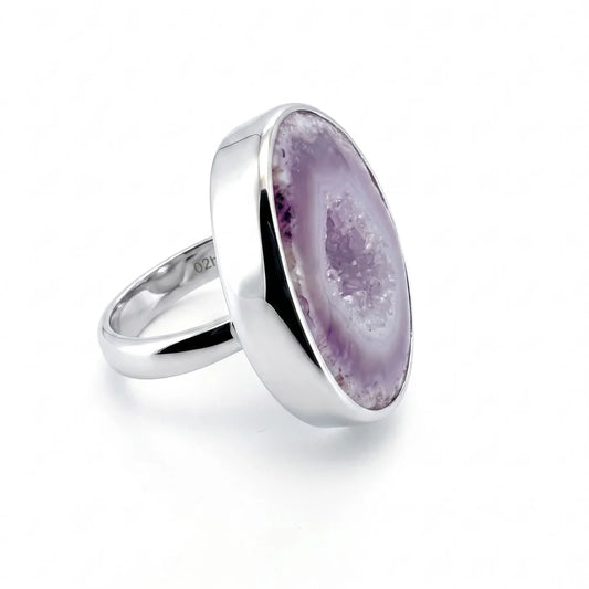 Test - Natural Lavender Druzy Agate Statement Ring